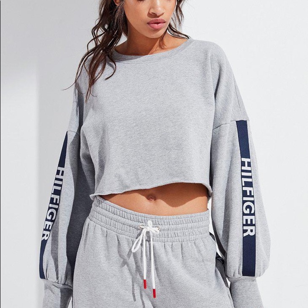Tommy Hilfiger X UO logo tape cropped sweatshirt